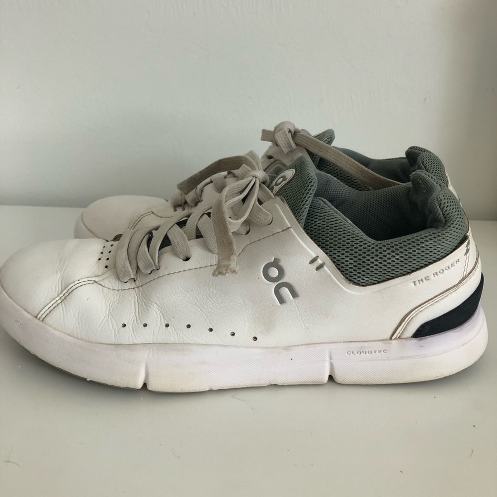 On The Roger White and Gray Sneakers - Picture 3 of 8